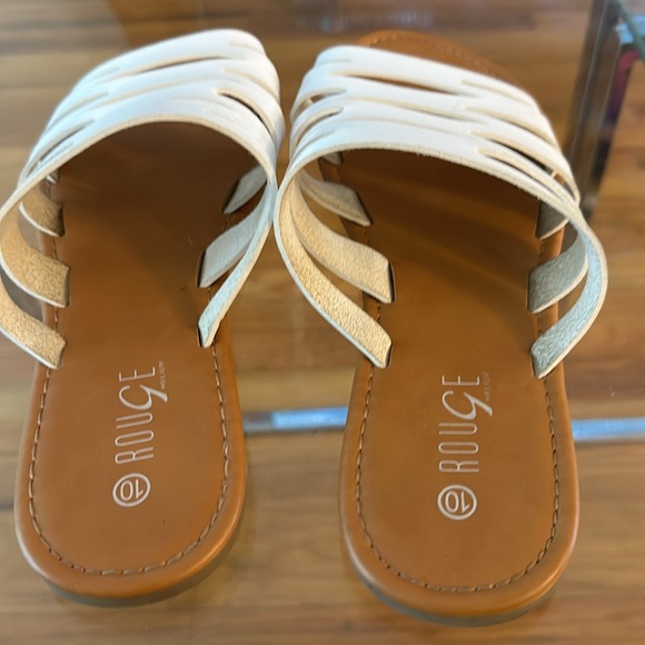 Rouge Womens Strap Slip On Sandals Breathe White  US 10 Open Toe Low Heel - Picture 3 of 4